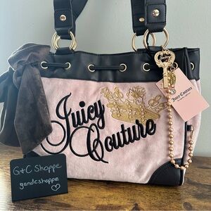 NWT Juicy Couture Key To Juicy Daydreamer Tote Bag Blush Pink Brown Viral Y2K